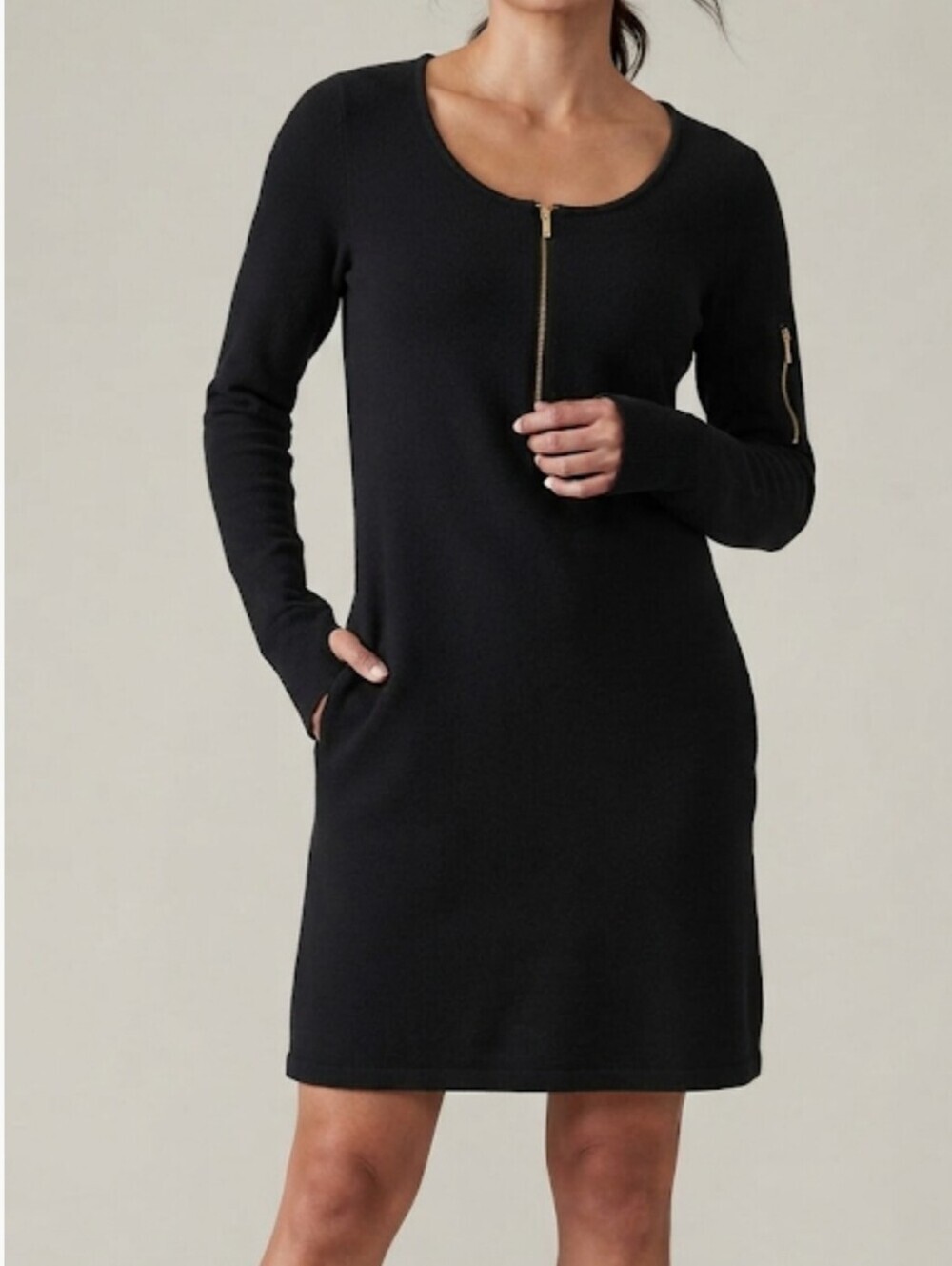 Athleta Women Dasher Dunic sweater Wool Blend Long sleeves Dress sz S
